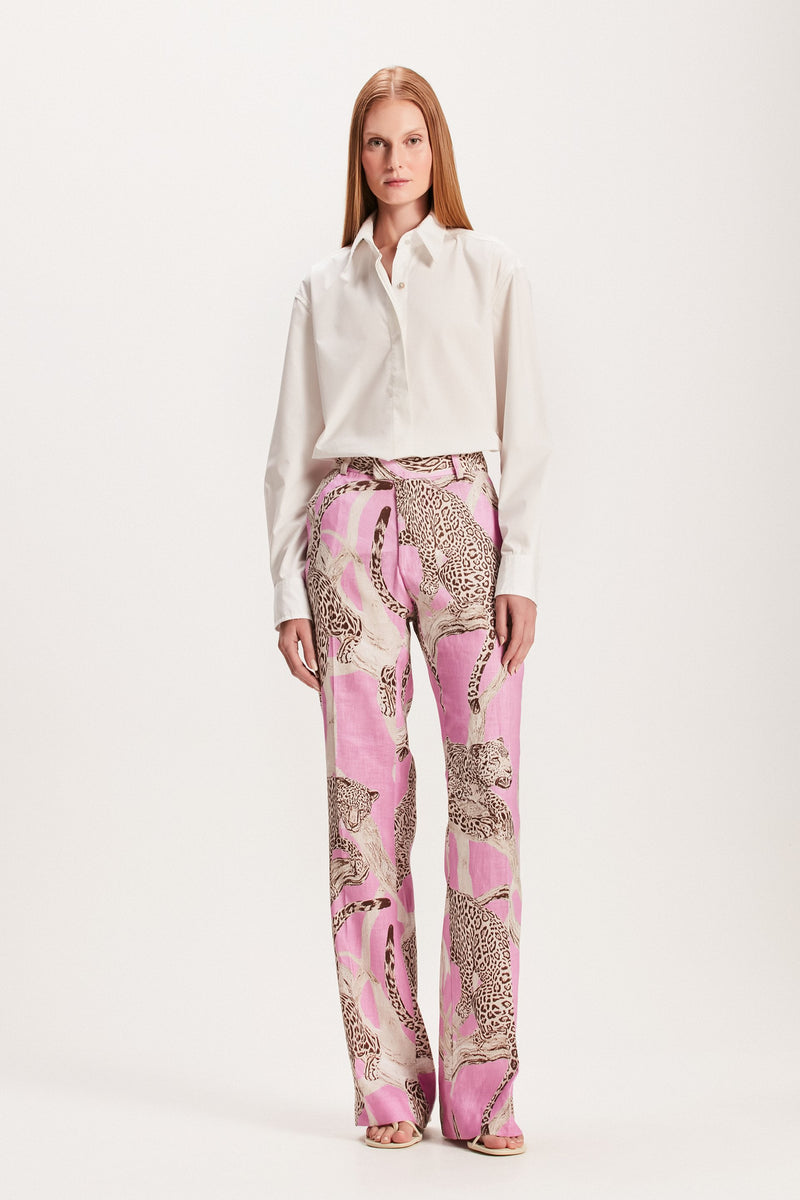 CALÇA LINHO ESTAMPA ONÇA ROSA (8049933353187)