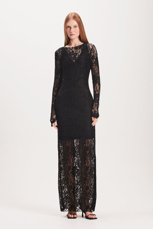 VESTIDO LONGO RENDA PRETO (8049935450339)