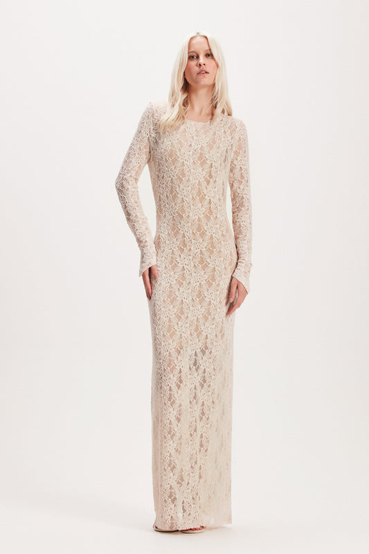 VESTIDO LONGO RENDA AREIA (8049935417571)