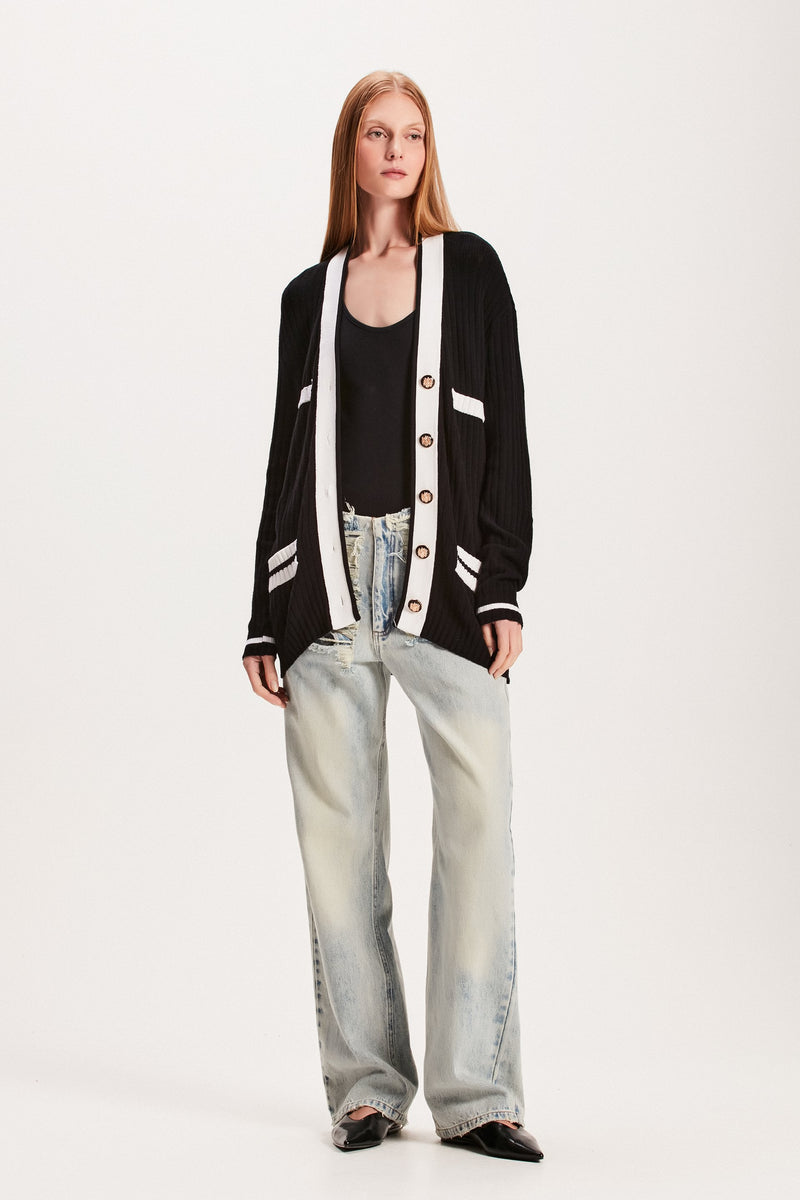 CARDIGAN TRICOT PRETO E OFF WHITE (8049934270691)
