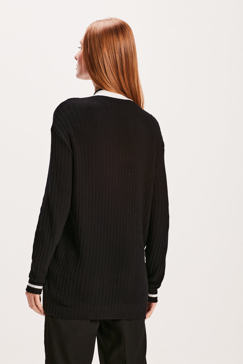 CARDIGAN TRICOT PRETO E OFF WHITE (8049934270691)