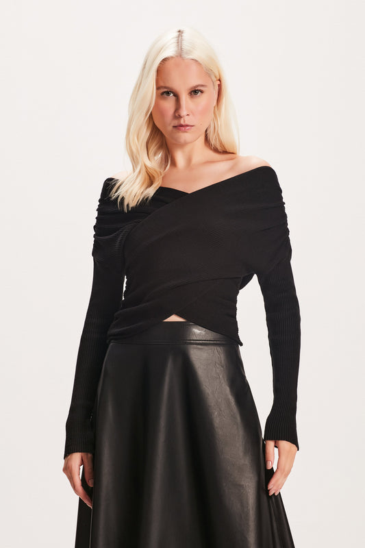 BLUSA TRICOT CRUZADA PRETA (8049932435683)