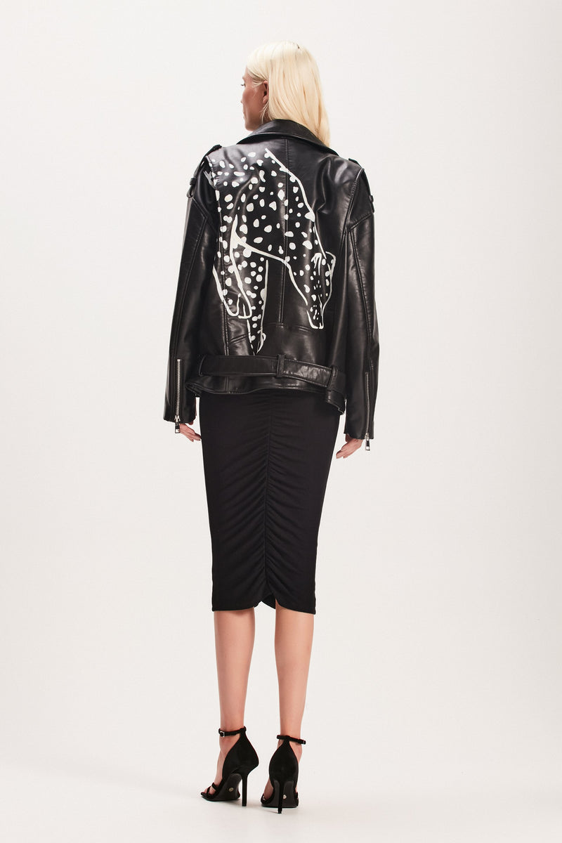JAQUETA PERFECTO OVERSIZED PU PRETA ONÇA (8049934500067)
