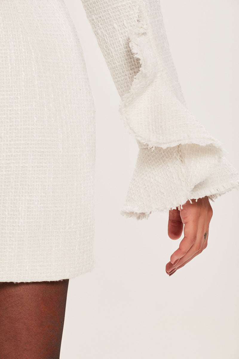VESTIDO CURTO MANGA LONGA TWEED OFF WHITE (8066583560419)
