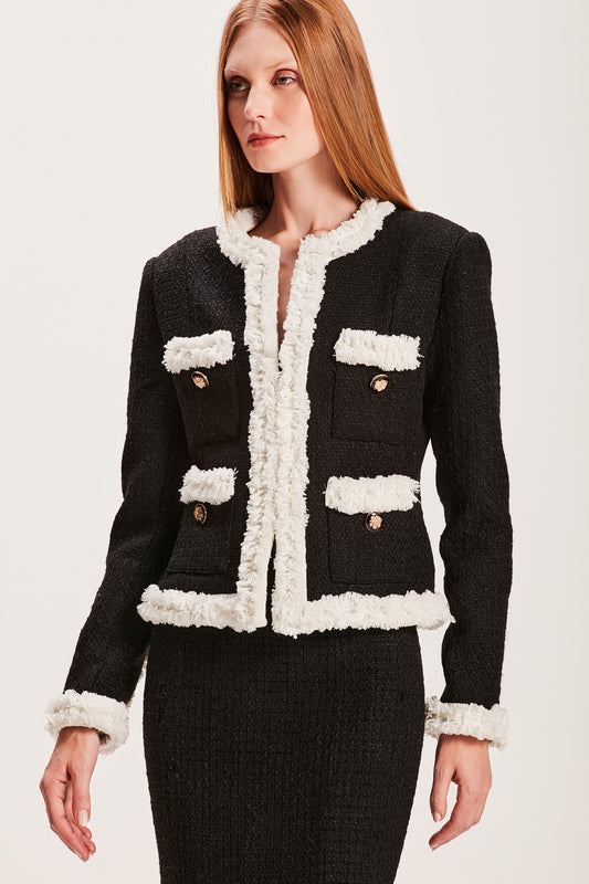 CASACO TWEED PRETO E OFF WHITE (8066582610147)
