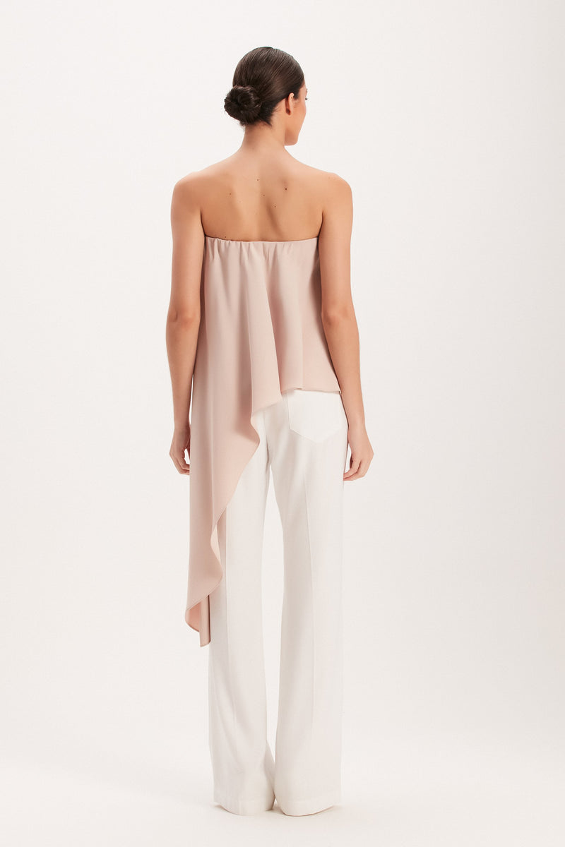 BLUSA TOMARA QUE CAIA ASSIMETRICA CREPE BEGE (8003069378787)