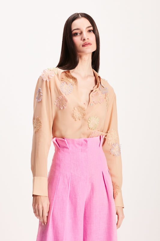 CAMISA FLORES COLORIDAS BORDADAS (7855153676515)