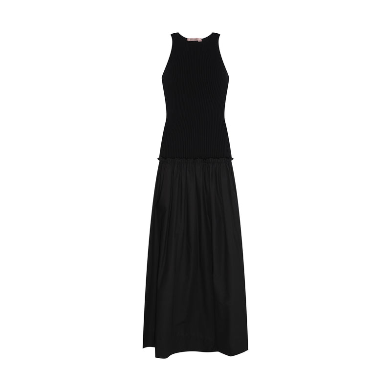 VESTIDO REGATA TRICOT SAIA TRICOLINE PRETO (8003072491747)