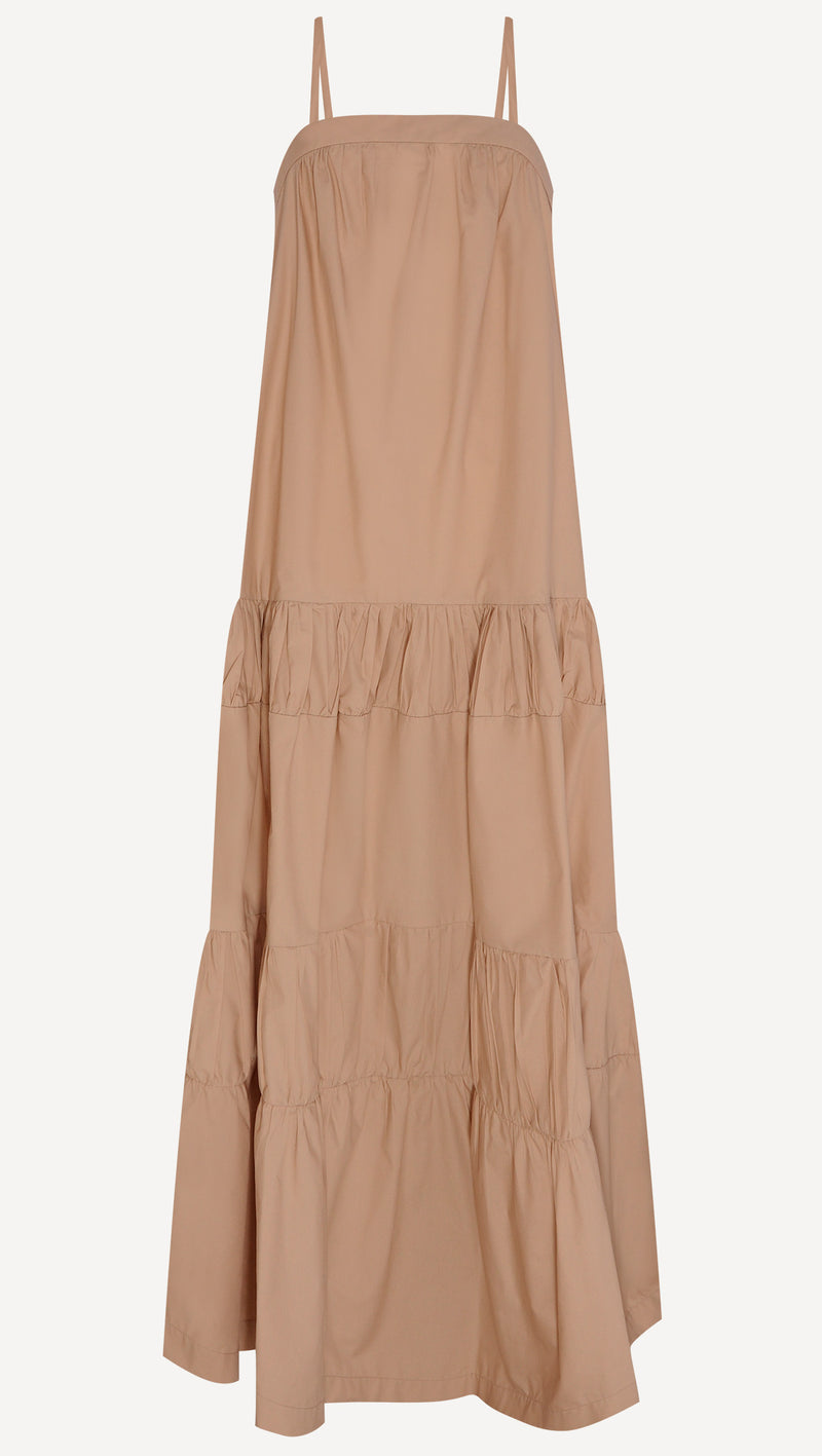 VESTIDO LONGO ALÇAS TRICOLINE CARAMELO (8030303453411)