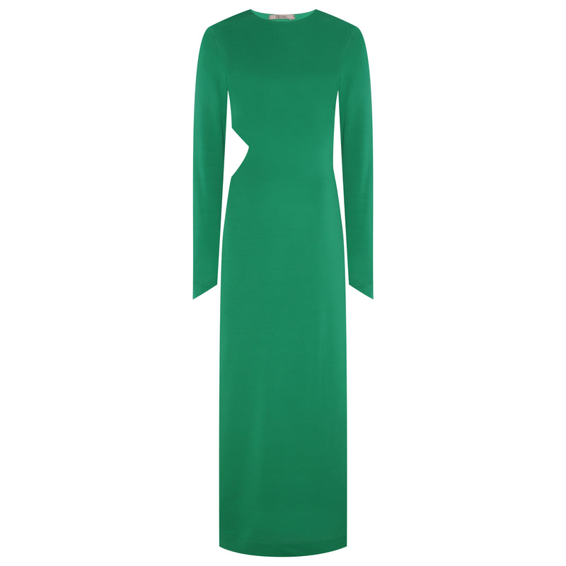 VESTIDO LONGO JERSEY ABERTURA LATERAL VERDE (8049935352035)