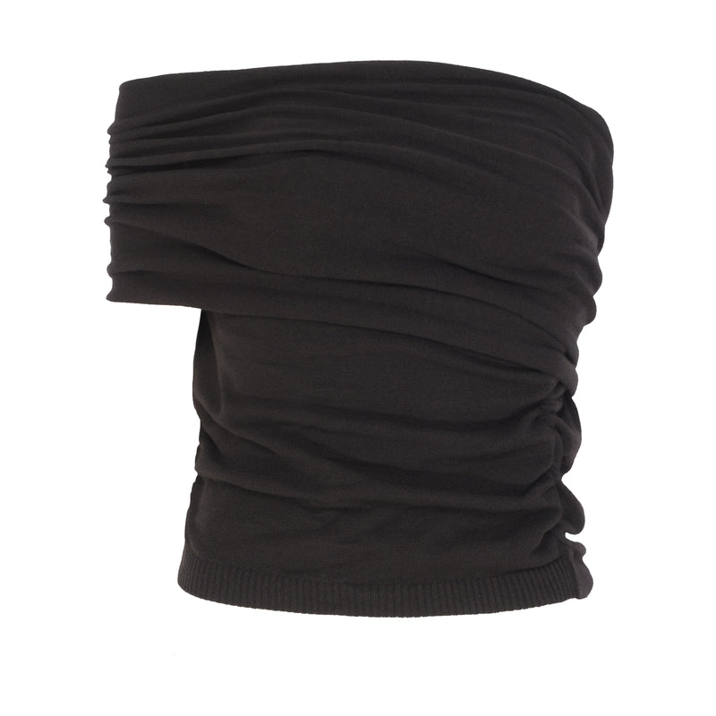 BLUSA TRICOT UM OMBRO SÓ PRETA (8049932566755)