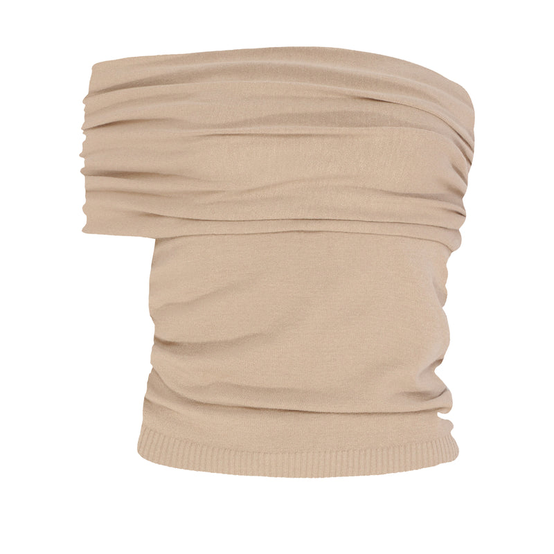 BLUSA TRICOT UM OMBRO SÓ BEGE (8049932468451)