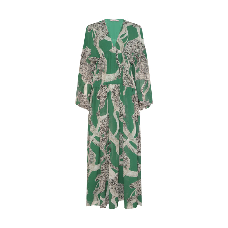 VESTIDO LONGO AMPLO ONÇA GALHOS VERDE (8049935155427)