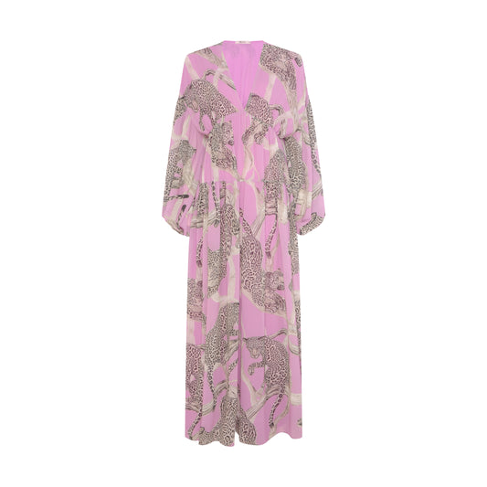 VESTIDO LONGO AMPLO ONÇA GALHOS ROSA (8049935089891)