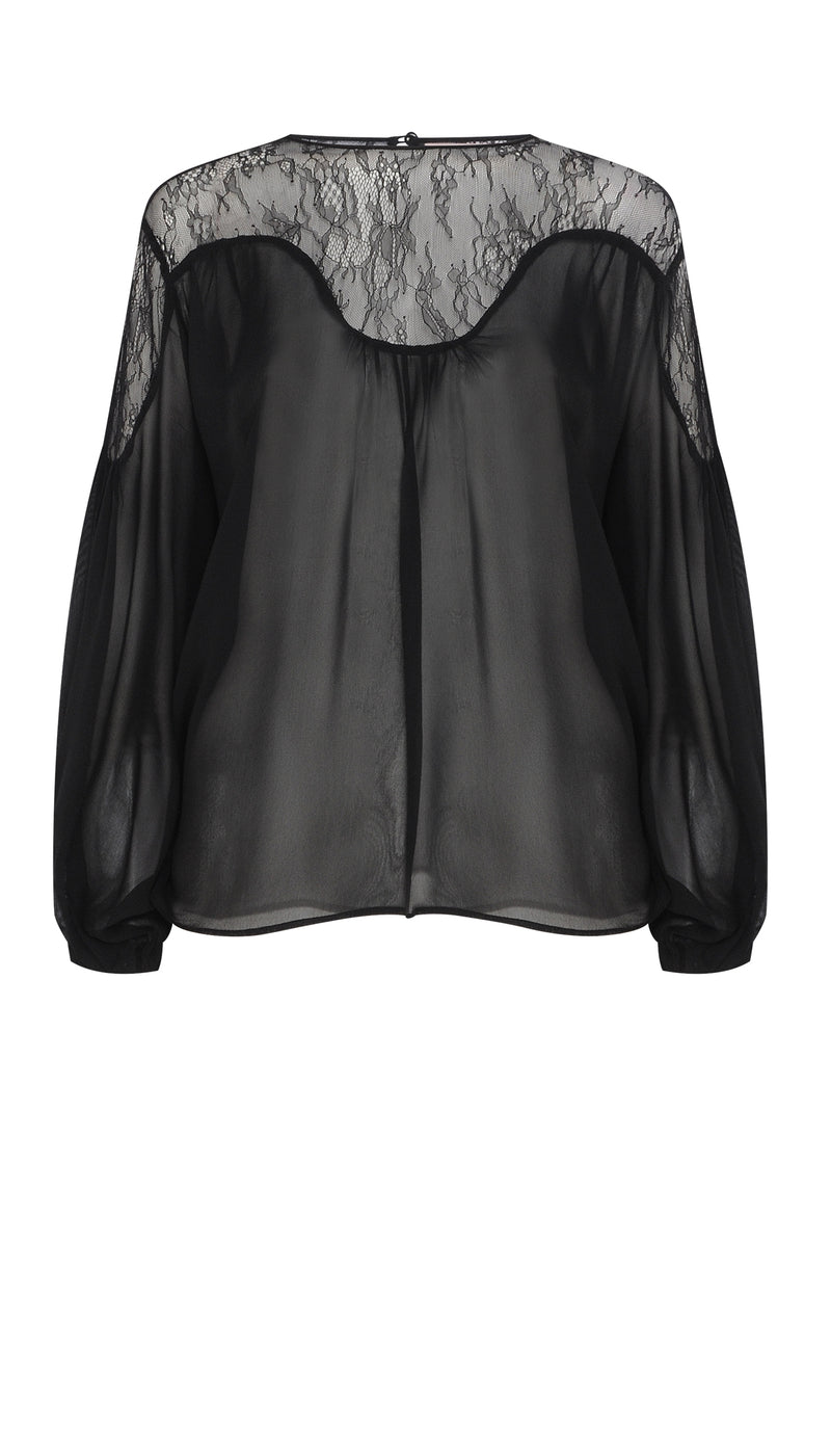 BLUSA GEORGETE DETALHE RENDA PRETA (8066580087011)