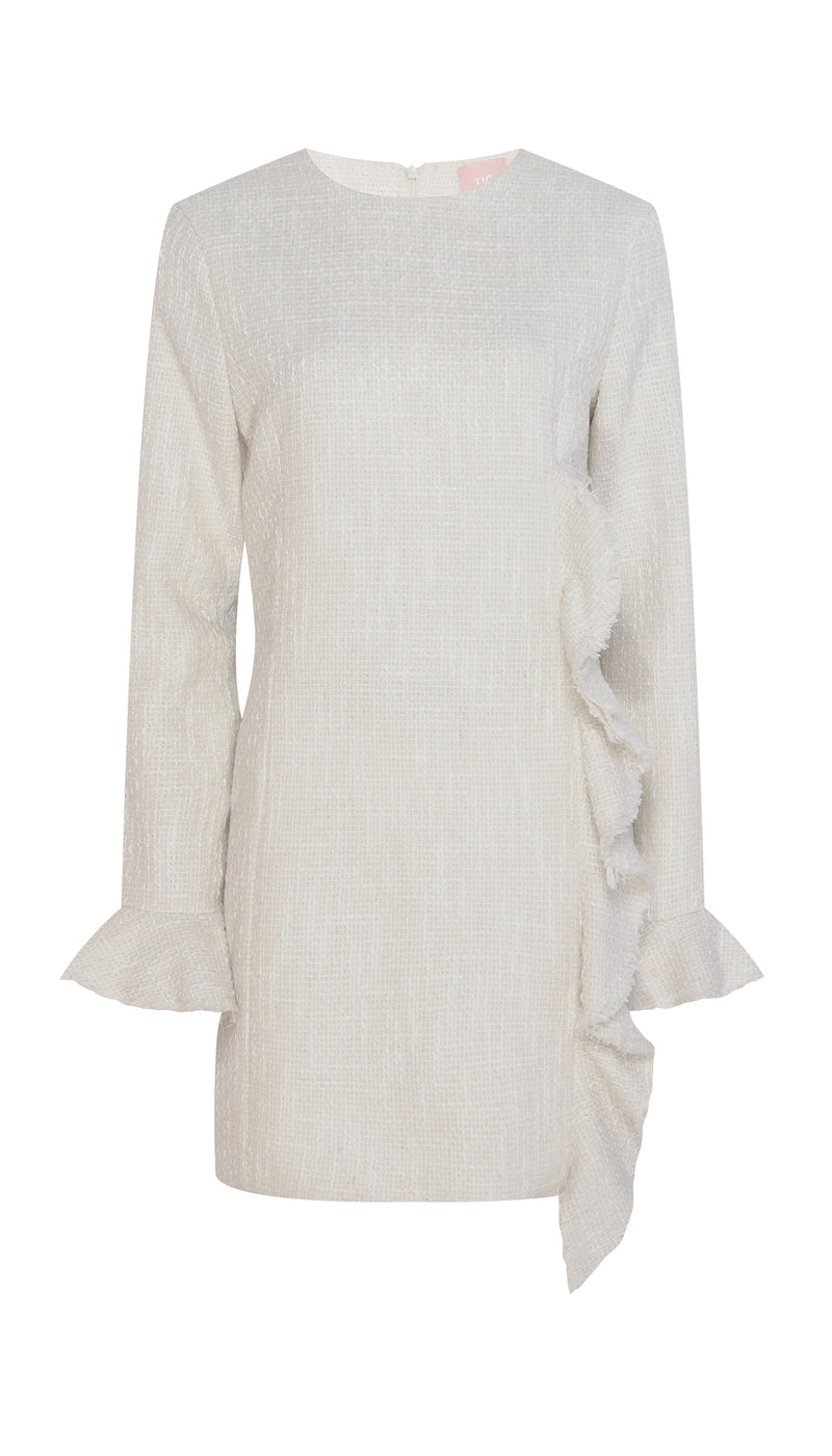 VESTIDO CURTO MANGA LONGA TWEED OFF WHITE (8066583560419)