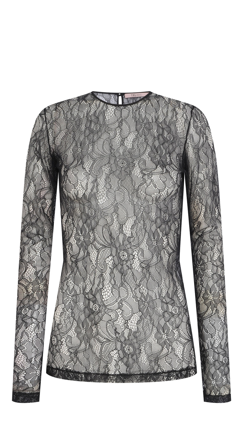 BLUSA RENDA MANGA LONGA PRETA (8066580545763)