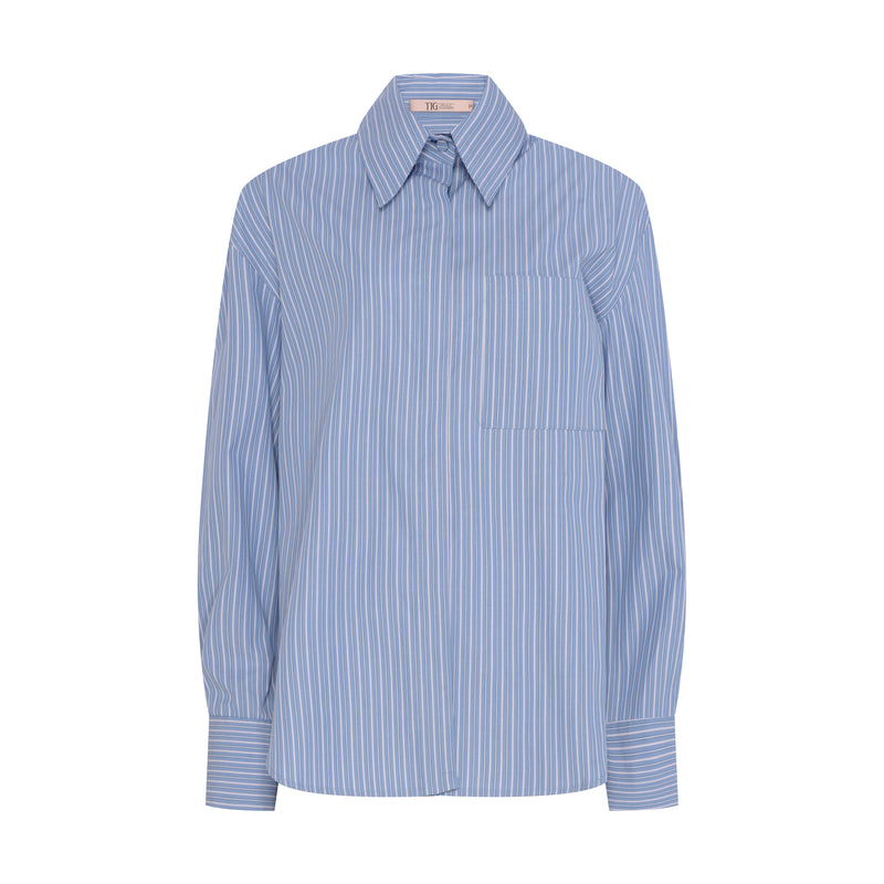 CAMISA TRICOLINE LISTRADA AZUL (7893685174499)