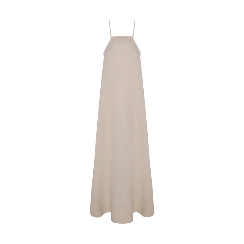 VESTIDO LINHO AREIA LONGO NADADOR (7939247243491)