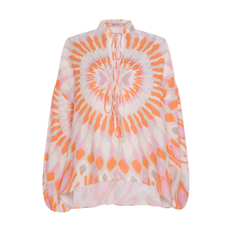 BATA LINHO ESTAMPA MANDALA LARANJA E ROSA (7939235545315)