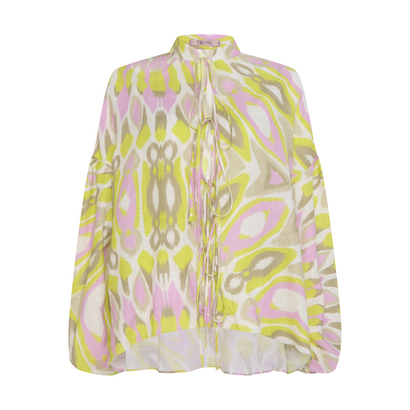 CAMISA LINHO ESTAMPA MANDALA  VERDE E ROSA (7939239805155)