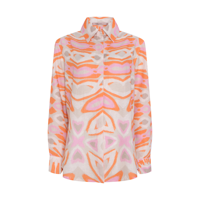 CAMISA LINHO ESTAMPA MANDALA LARANJA E ROSA (7939240067299)