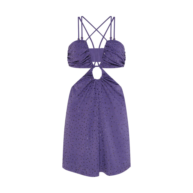 VESTIDO CURTO ALÇAS ILUSIONE ROXO PEDRAS (7893686911203)