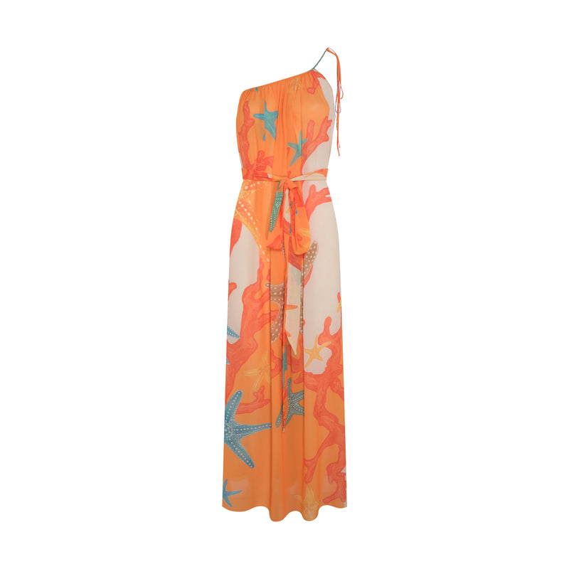 VESTIDO UM OMBRO ESTRELA DO MAR LARANJA (7972819435747)