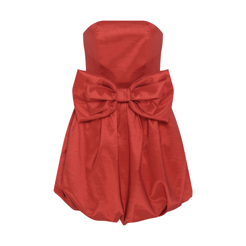 VESTIDO CURTO BALONE LAÇO TAFETA VERMELHO (7972816421091)