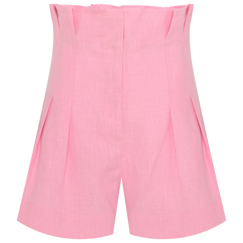 SHORTS CINTURA ALTA LINHO GROSSO ROSA CHICLETE (7855155478755)
