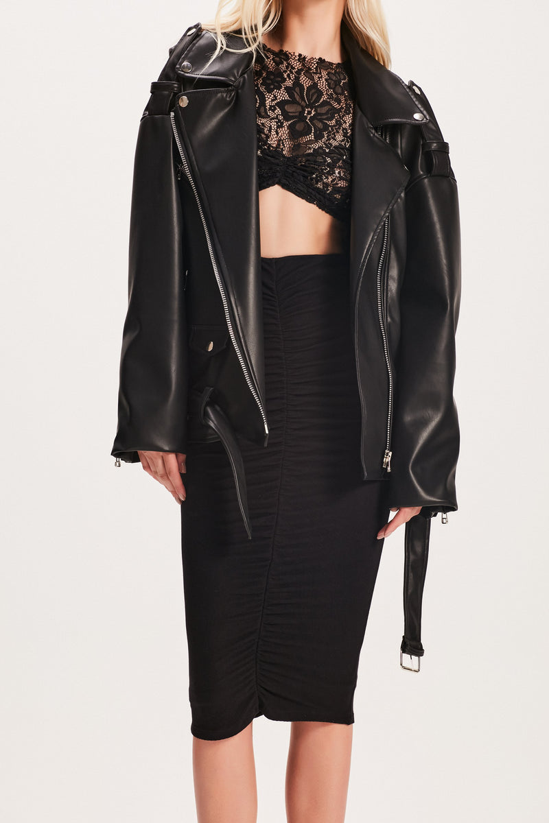 JAQUETA PERFECTO OVERSIZED PU PRETA ONÇA (8049934500067)