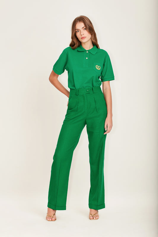 CAMISETA POLO VERDE BORDADO ALCE (6891347607717)