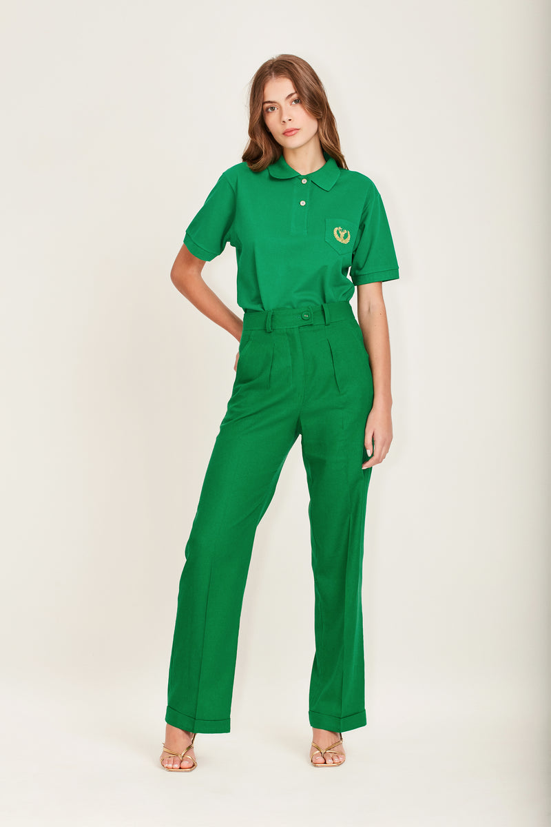 CAMISETA POLO VERDE BORDADO ALCE (6891347607717)